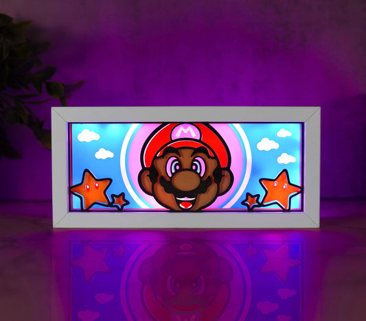 Anime 3D Printed Mario - Light Box – Color Changing with Remote | USB Powered