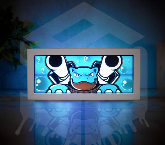 Anime 3D Printed Blastoise Light Box – Color Changing with Remote | USB Powered