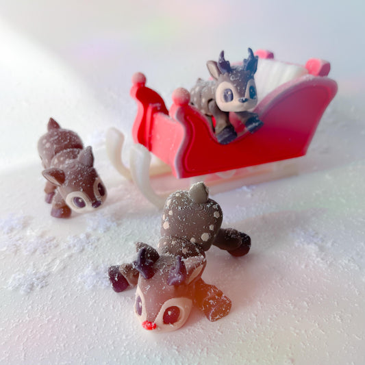 Adorable Reindeer and Santa's Sleigh | 3D Printed Christmas Themed Flexi Models UK