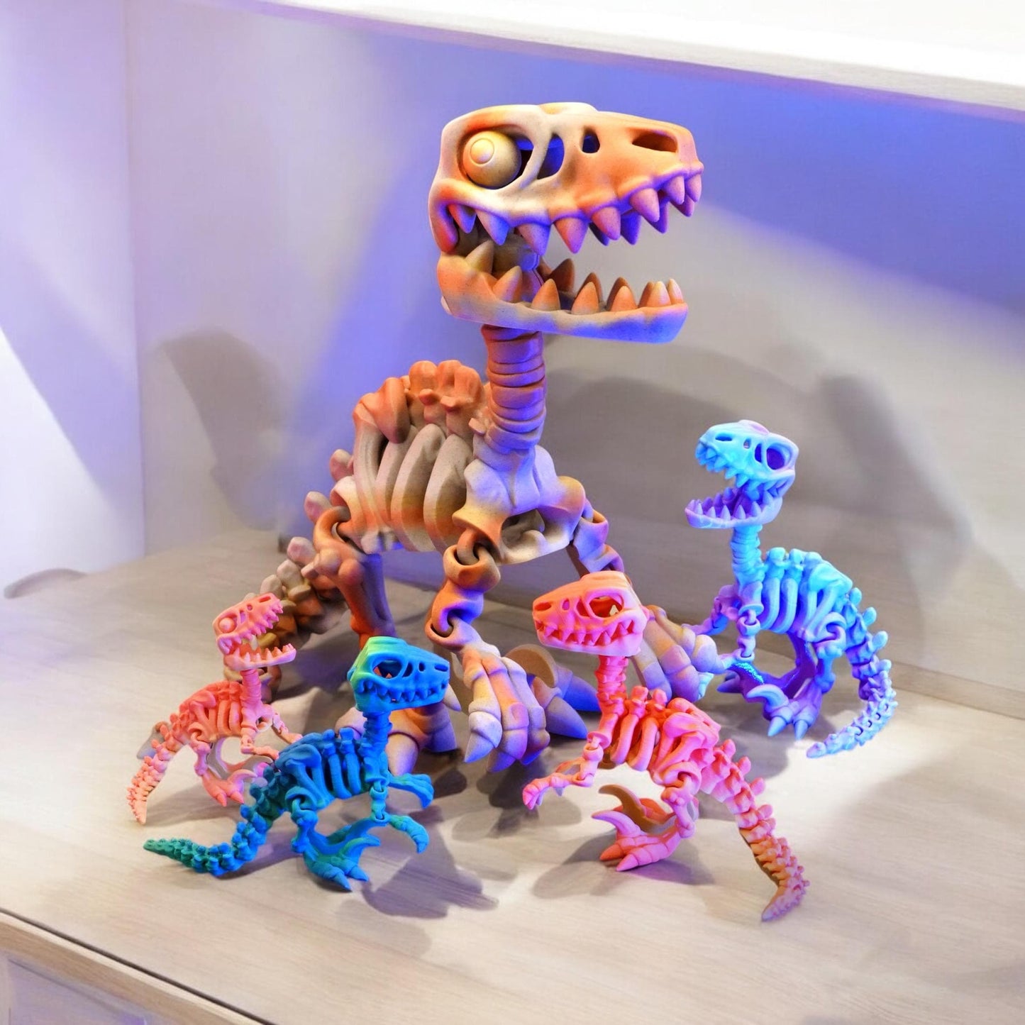 3D-Printed Skeleton Raptor Dinosaur Choose Any Color!