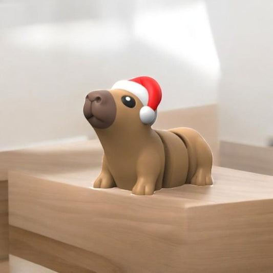 3D-Printed Christmas Flexi Capybara Keyring