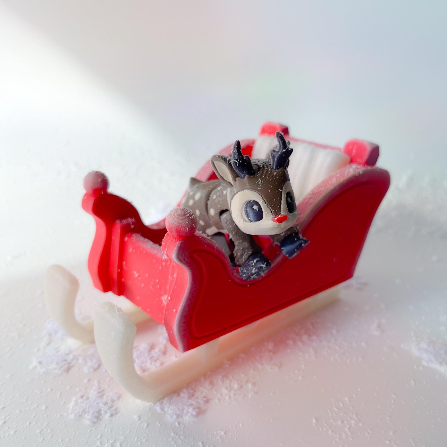 Adorable Reindeer and Santa's Sleigh | 3D Printed Christmas Themed Flexi Models UK