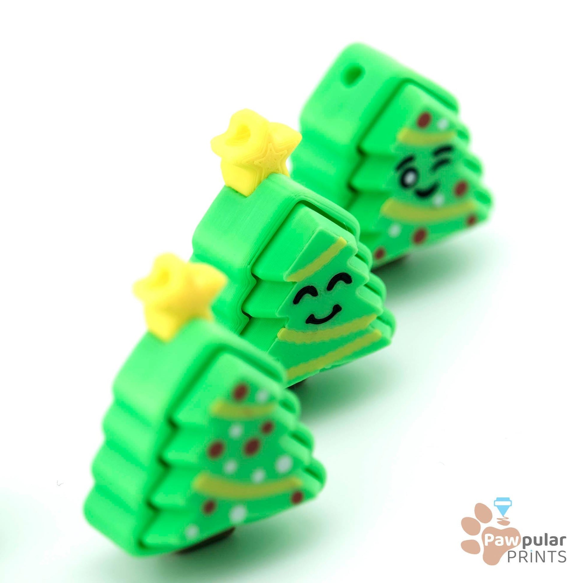 Adorable 3D Printed Twinkling Trees Clicker - Perfect Handheld Size!