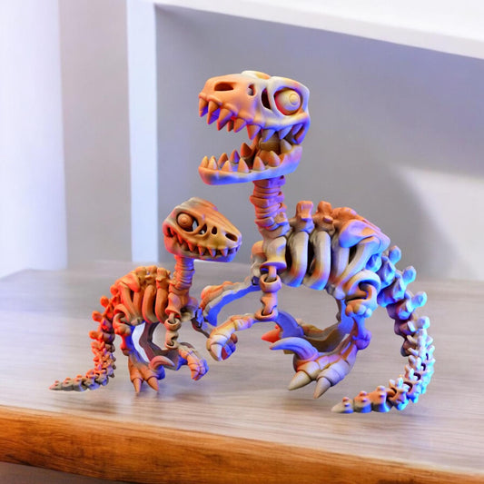 3D-Printed Skeleton Raptor Dinosaur Dual color Choose Any Color! 20cm