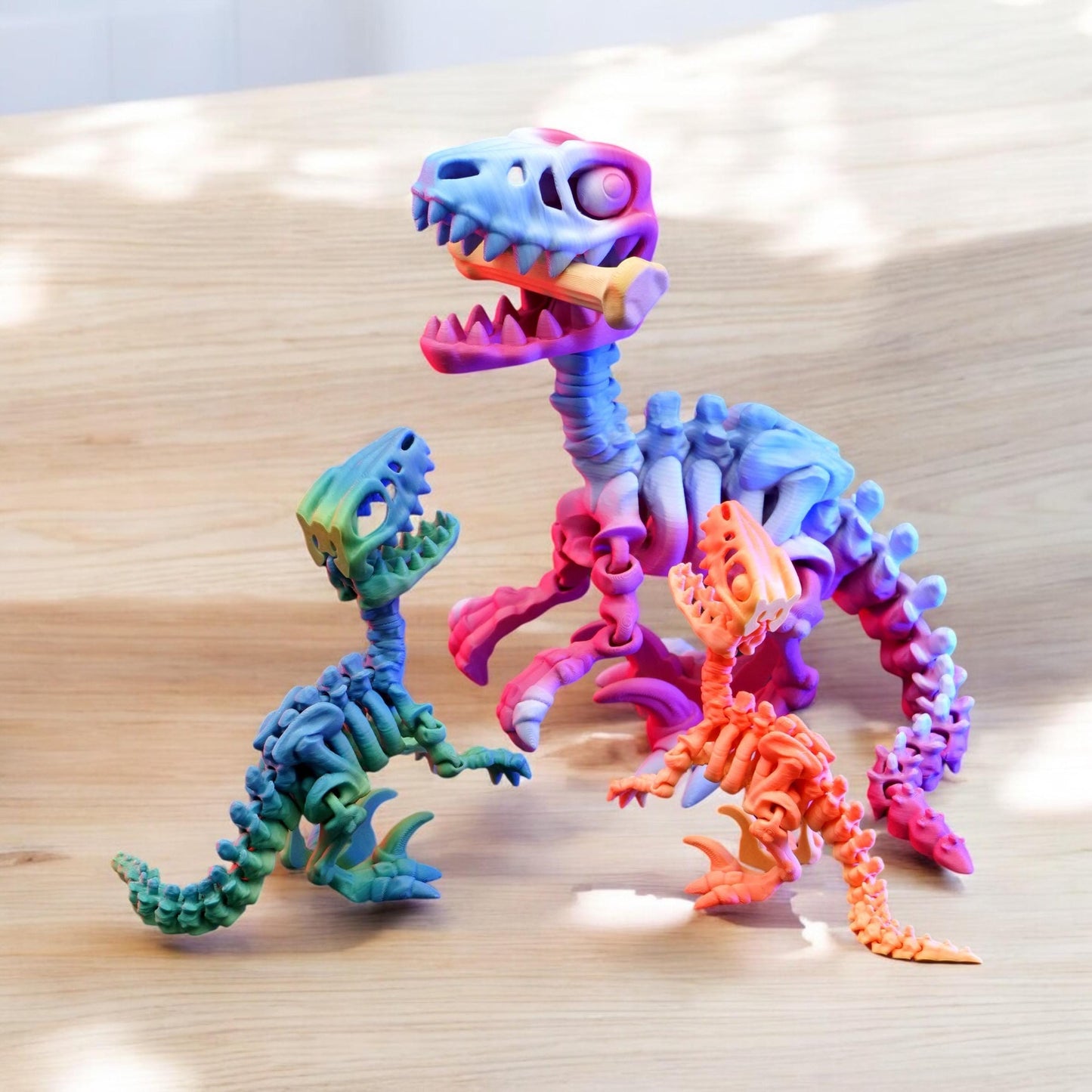 3D-Printed Skeleton Raptor Dinosaur Dual color Choose Any Color! 20cm