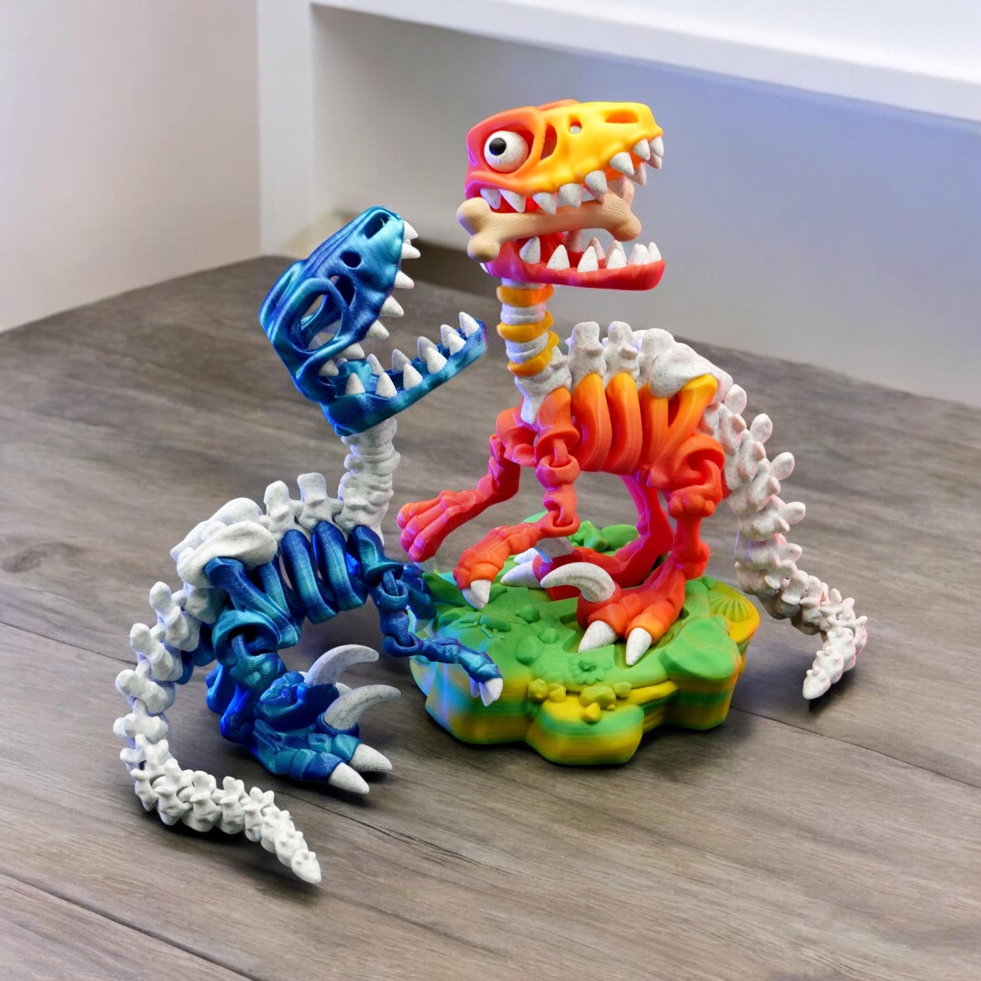 3D-Printed Skeleton Raptor Dinosaur Dual color Choose Any Color! 20cm