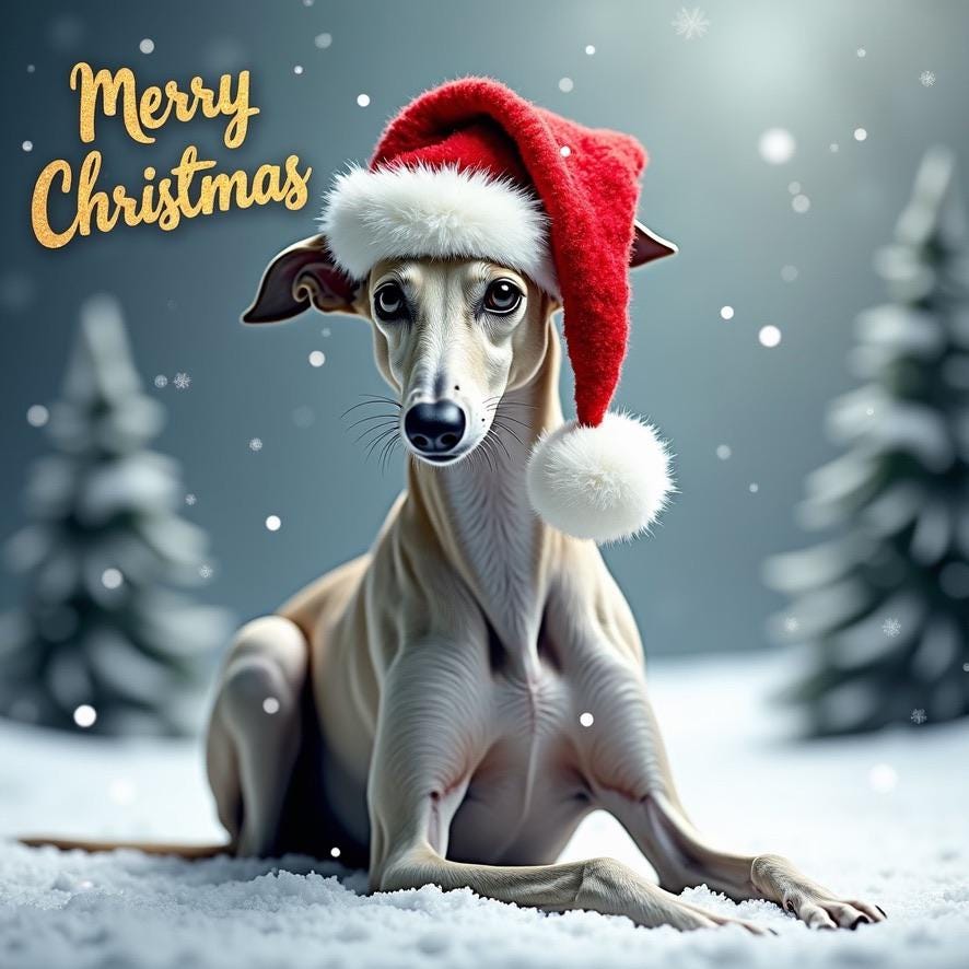10 Greyhound Christmas Cards – Whimsical Holiday Card for Greyhound Lovers Download