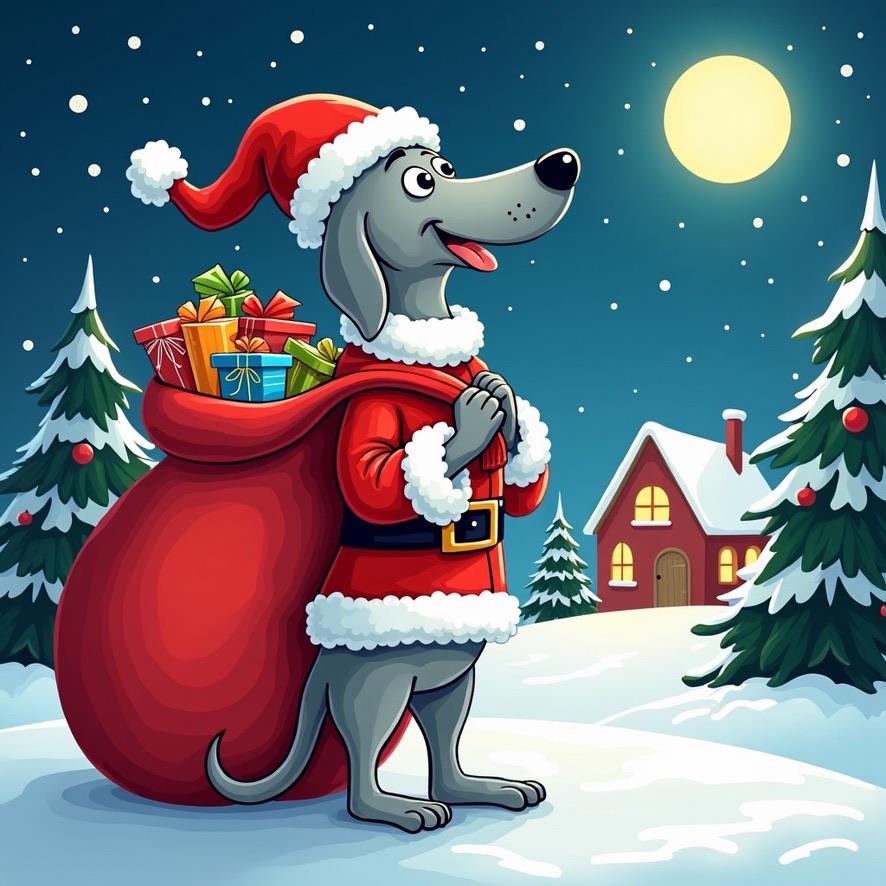 10 Greyhound Christmas Cards – Whimsical Holiday Card for Greyhound Lovers Download