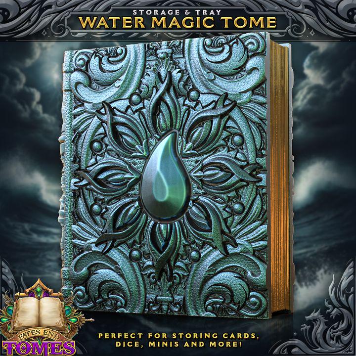 Water Magic Tome Tome Book Dice Vault and Rolling Tray | Magnetic Case | Dungeons and Dragons | DnD | D&D RPG Game | Dice Container