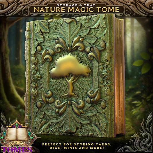 Nature Magic Tome Tome Book Dice Vault and Rolling Tray | Magnetic Case | Dungeons and Dragons | DnD | D&D RPG Game | Dice Container