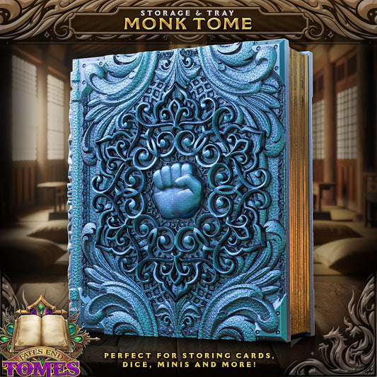 Monk Tome Tome Book Dice Vault and Rolling Tray | Magnetic Case | Dungeons and Dragons | DnD | D&D RPG Game | Dice Container