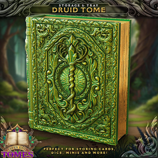 Druid Tome Tome Book Dice Vault and Rolling Tray | Magnetic Case | Dungeons and Dragons | DnD | D&D RPG Game | Dice Container