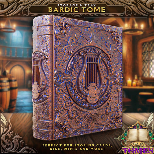 Bard Tome Tome Book Dice Vault and Rolling Tray | Magnetic Case | Dungeons and Dragons | DnD | D&D RPG Game | Dice Container