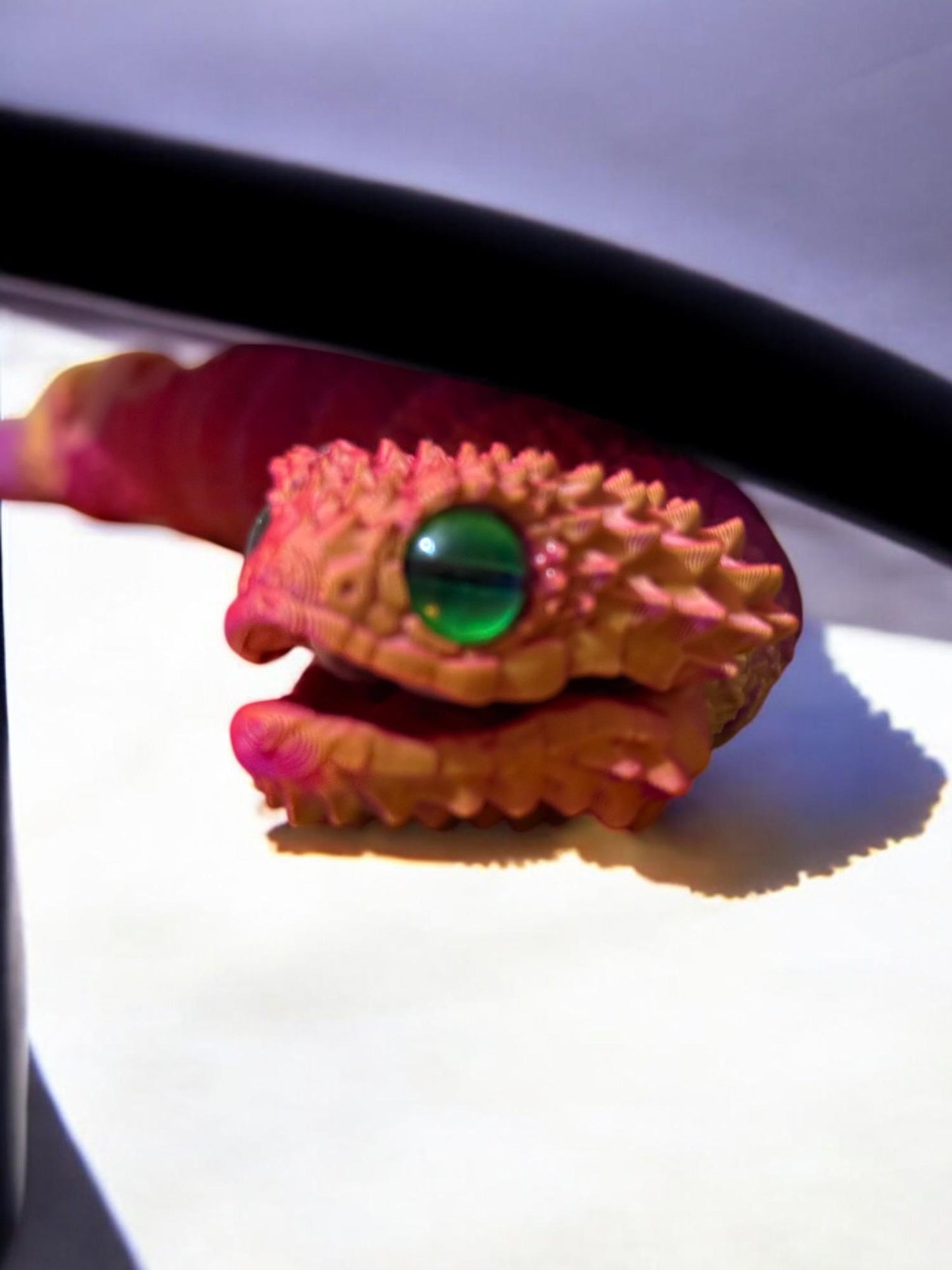 Customizable 3D-Printed Bush Viper Snake – 24inch Long! Choose Any Color! with glass eyes