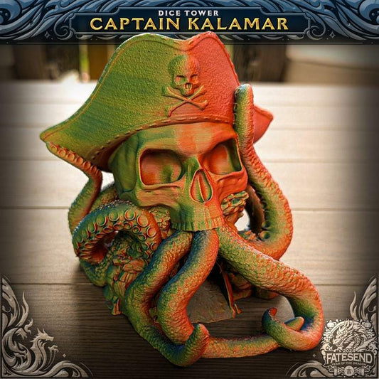 Captain Kalimar Octopus Skull Pirate Dice Tower Gift for Dungeons and Dragons Fantasy Tabletop Gaming Accessories