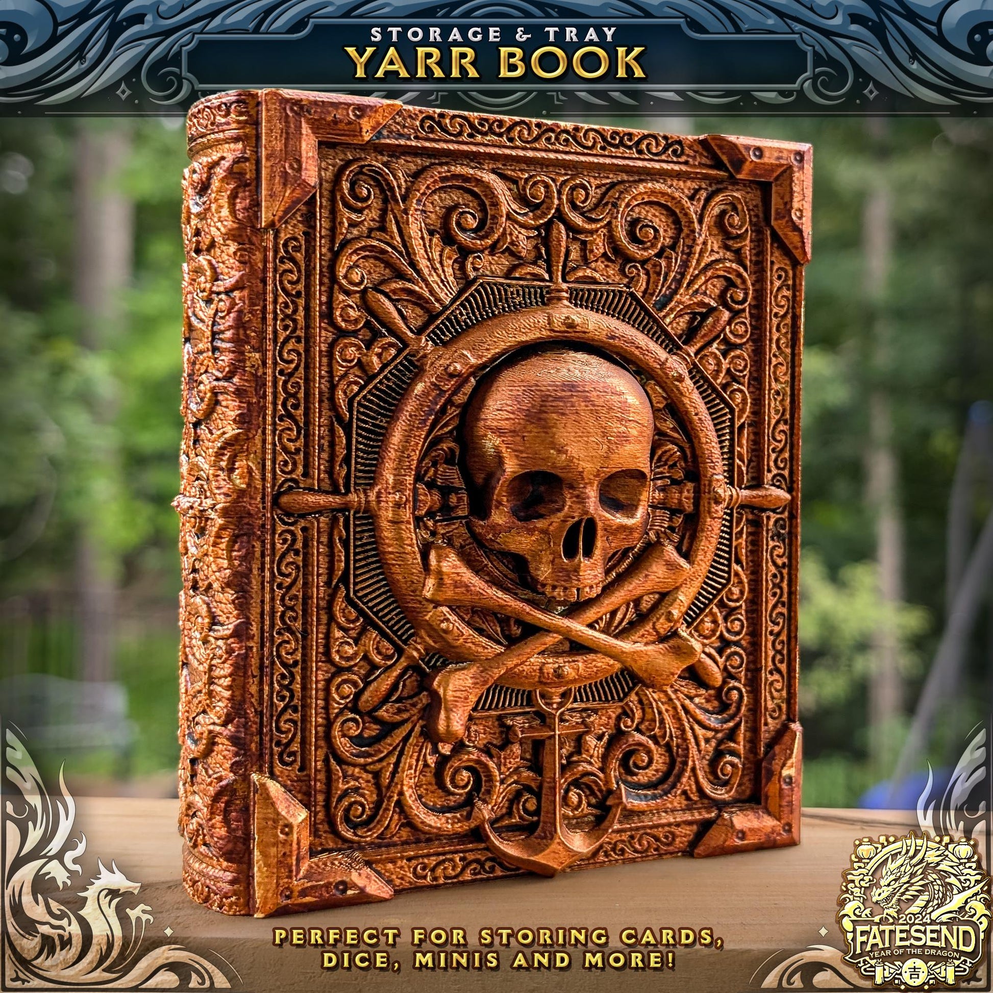 Yarr Tome Tome Book Dice Vault and Rolling Tray | Magnetic Case | Dungeons and Dragons | DnD | D&D RPG Game | Dice Container