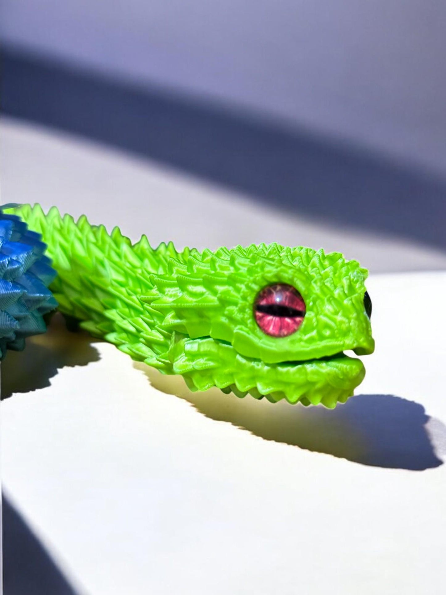 Customizable 3D-Printed Bush Viper Snake – 24inch Long! Choose Any Color! with glass eyes