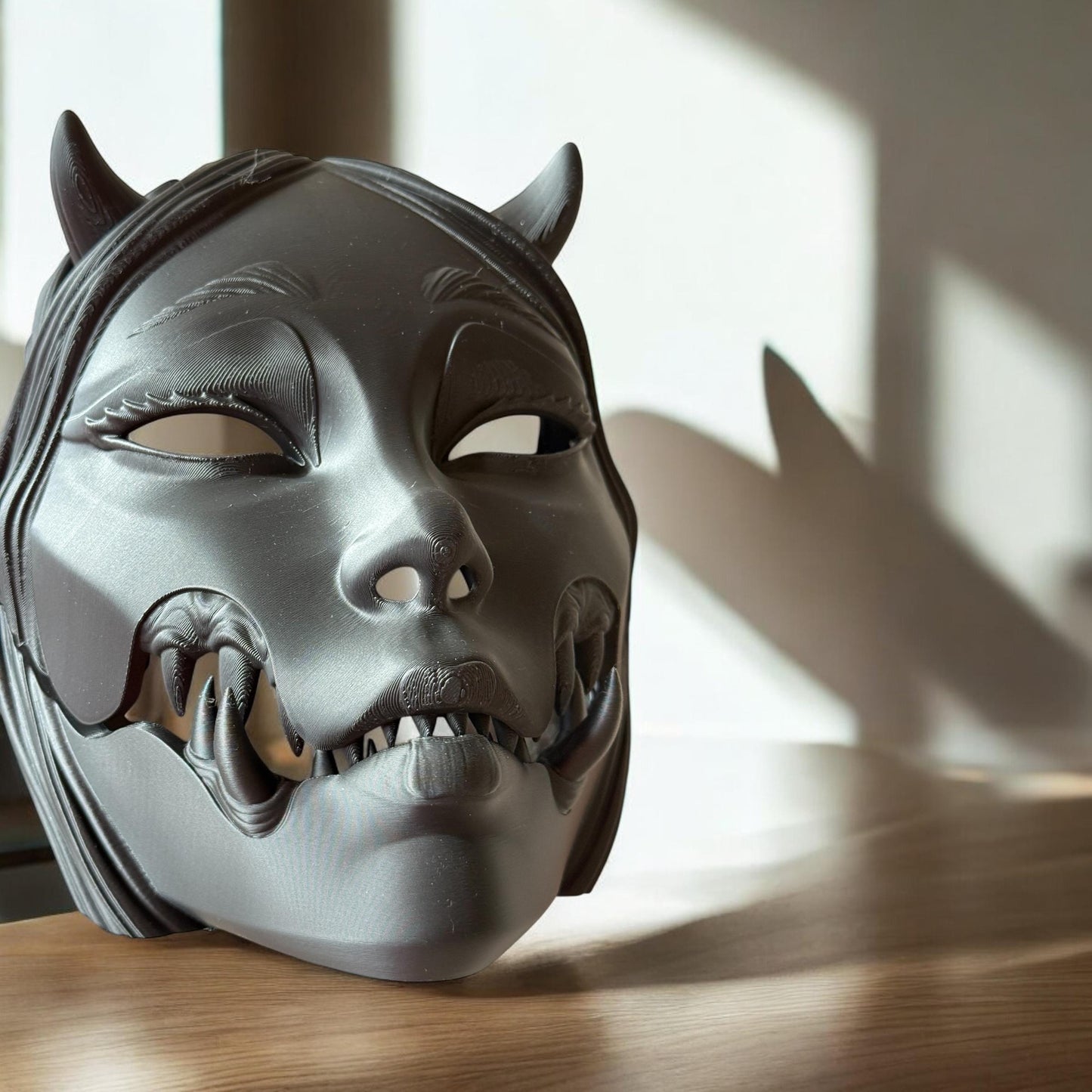 KUCHISAKE MASK, with Sharp Teeth - Unique Japanese Art, japanese mask Black