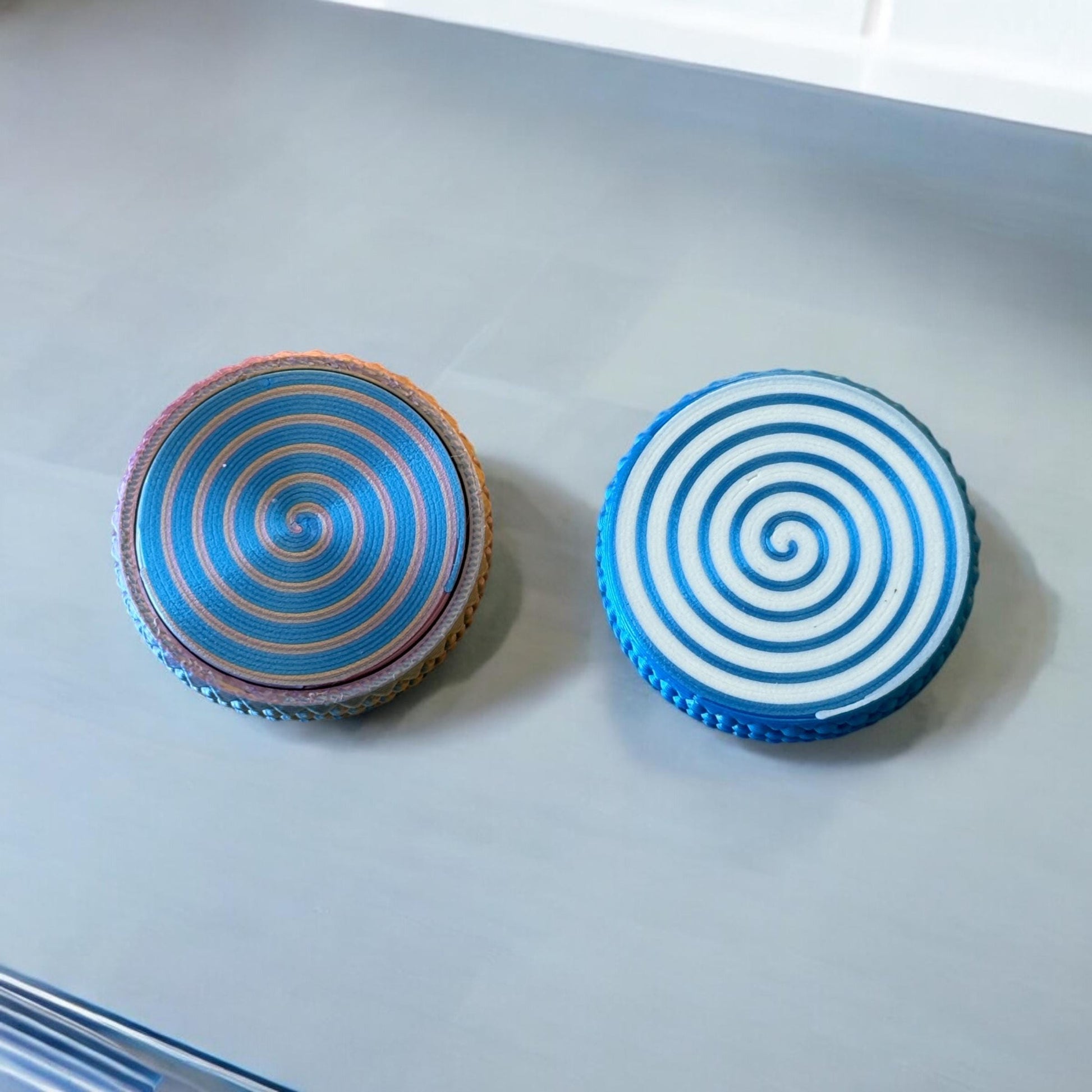 OG Flipster | Hypnotic Spiral | EDC Flip Tricks Premium Fidget -Dual Sided (Quiet Side / Loud Side) Magnetic Slider - Haptic Pop Coin