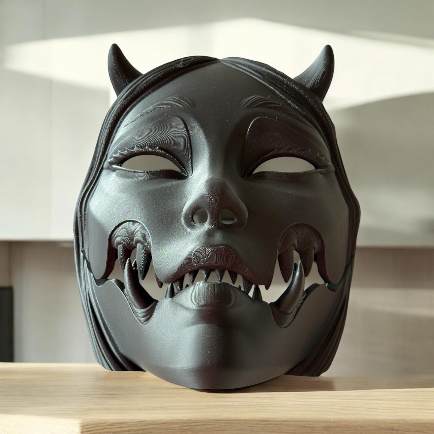 KUCHISAKE MASK, with Sharp Teeth - Unique Japanese Art, japanese mask Black