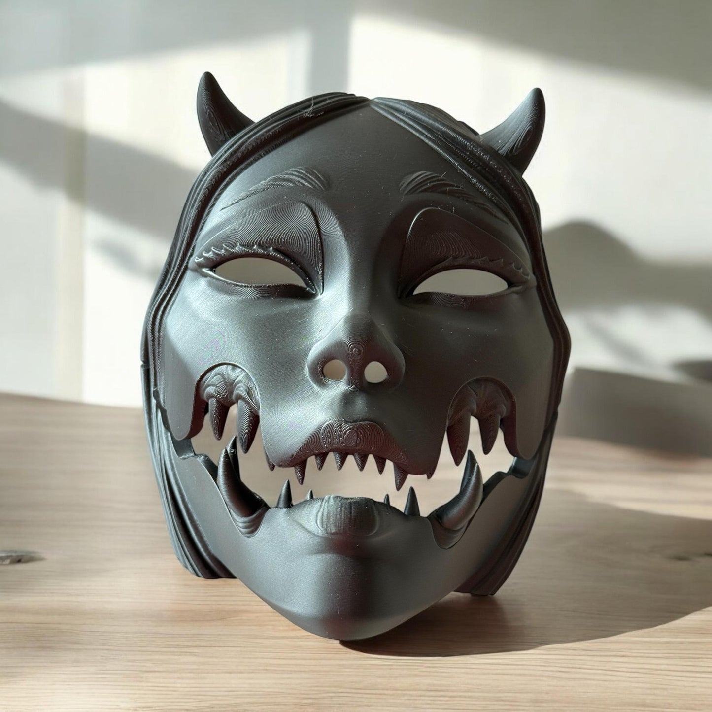 KUCHISAKE MASK, with Sharp Teeth - Unique Japanese Art, japanese mask Black