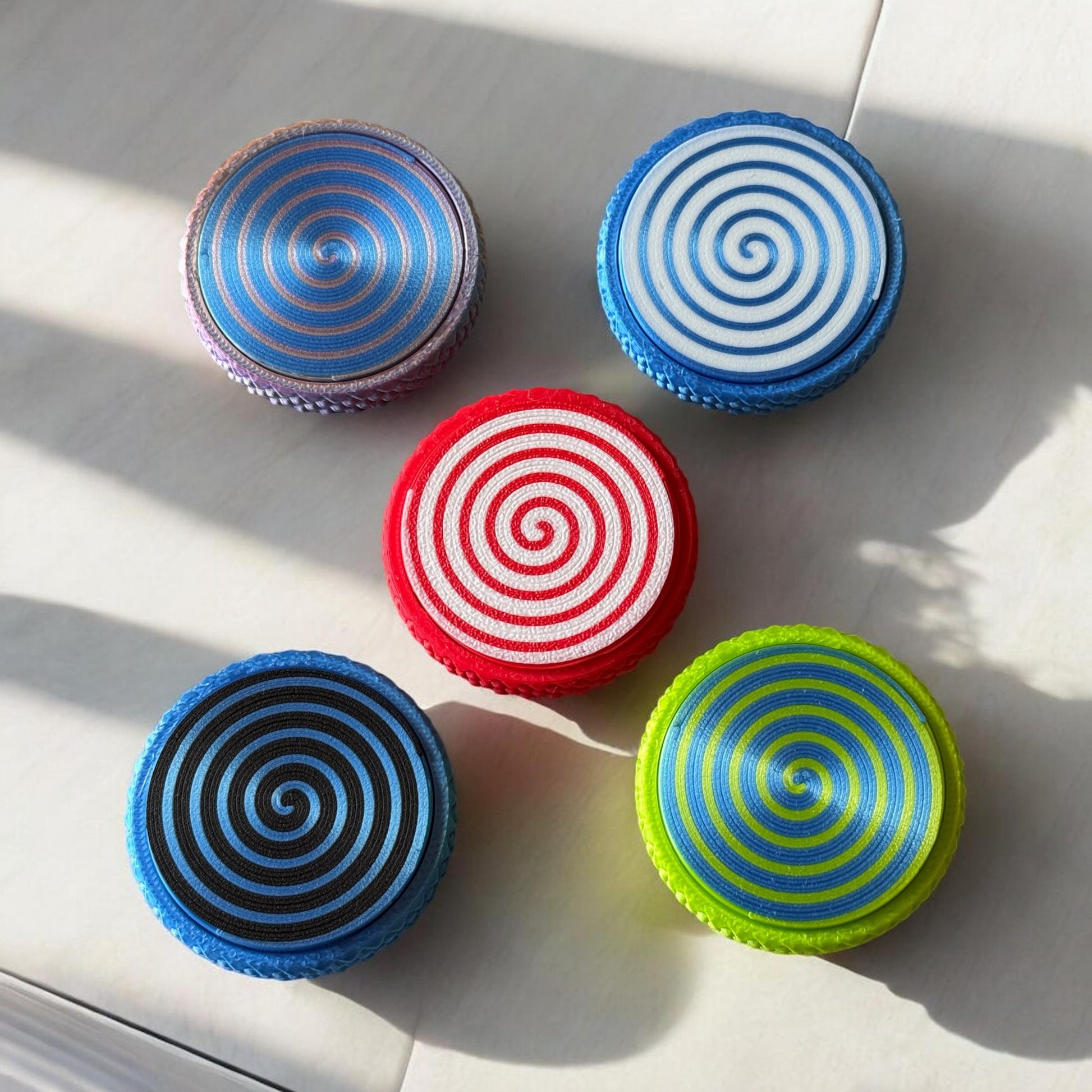 OG Flipster | Hypnotic Spiral | EDC Flip Tricks Premium Fidget -Dual Sided (Quiet Side / Loud Side) Magnetic Slider - Haptic Pop Coin