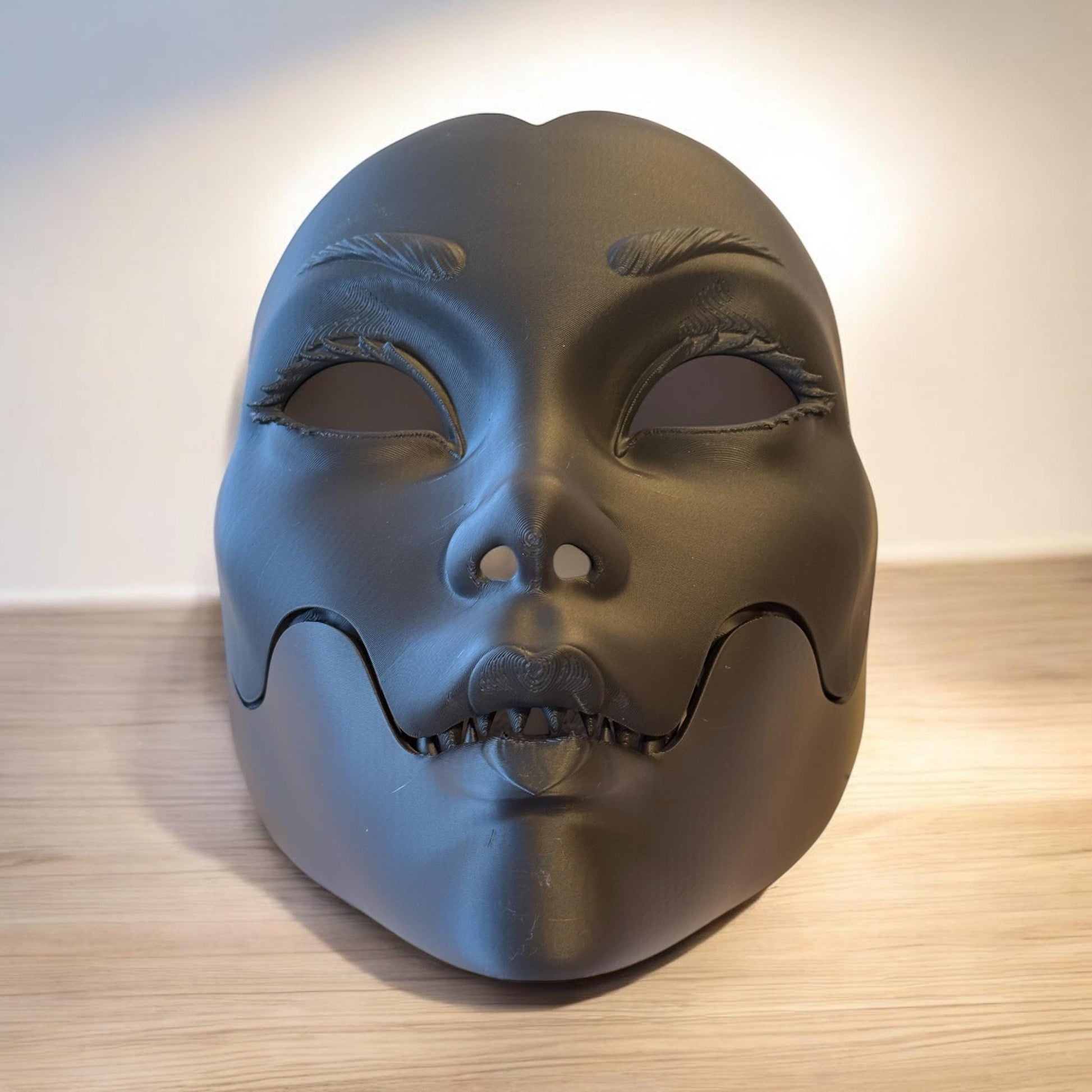 Black Geisha mask, Geisha Mask with Sharp Teeth - Unique Japanese Art, japanese mask