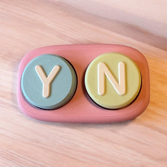 Adorable 3D Printed Yes/No Clicker - Perfect Handheld Size! Pink / Blue