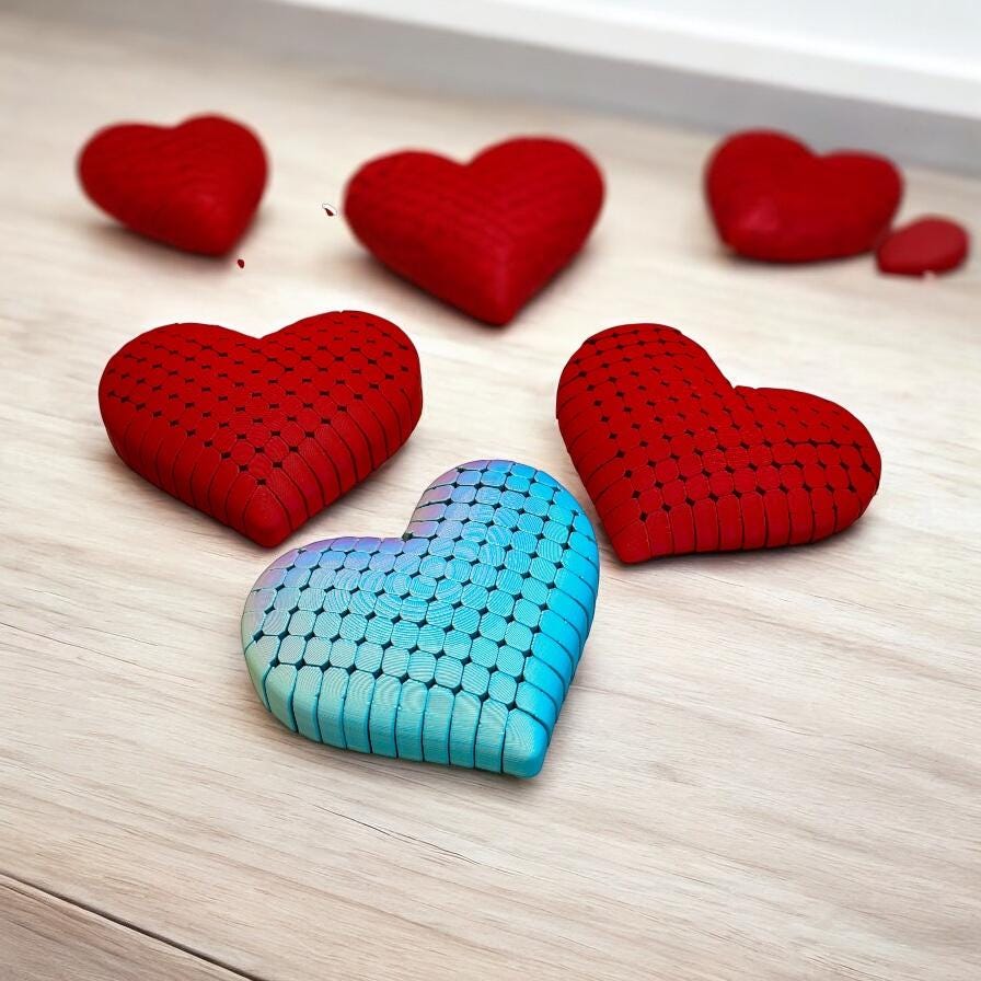 3d print Lover Heart Hyper Flexible Fidget Toy Great Christmas Gift