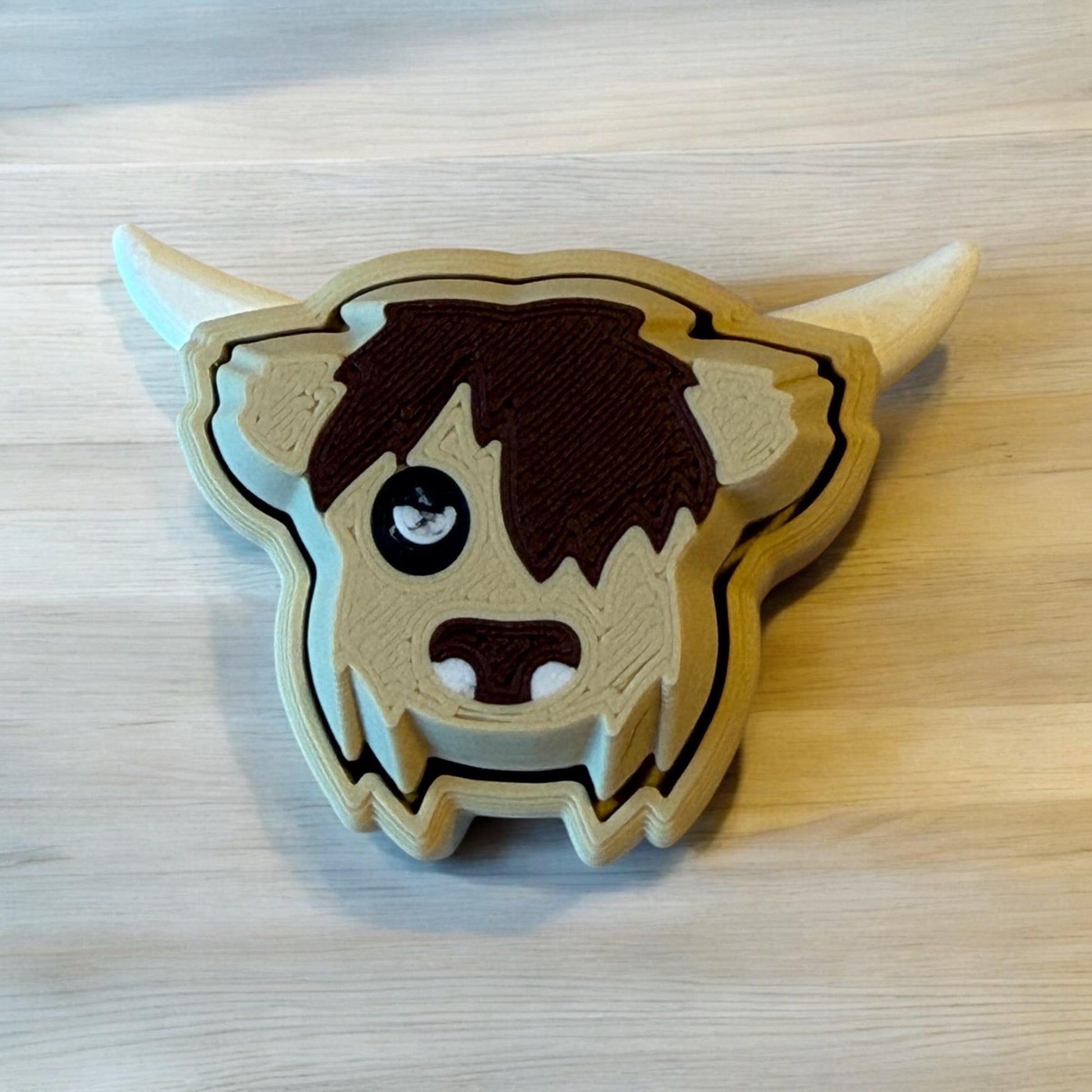 Adorable 3D Printed Highland Cow button Clicker - Perfect Handheld Size! adhd