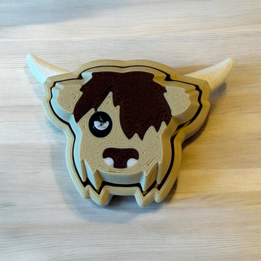 Adorable 3D Printed Highland Cow button Clicker - Perfect Handheld Size! adhd