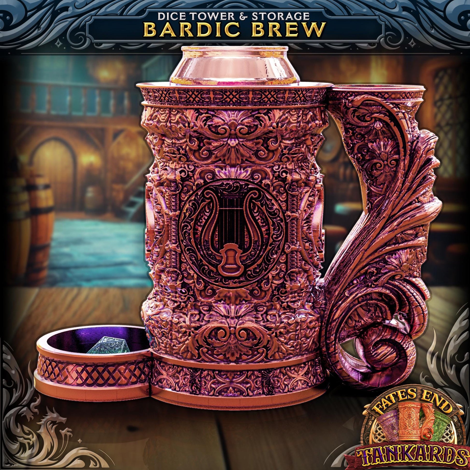 Bard Tankard Dice Tower | Dungeons and Dragons | DnD | D&D | RPG Game | Pathfinder | Barbarian Tankard and Dice Tower Combo Any color