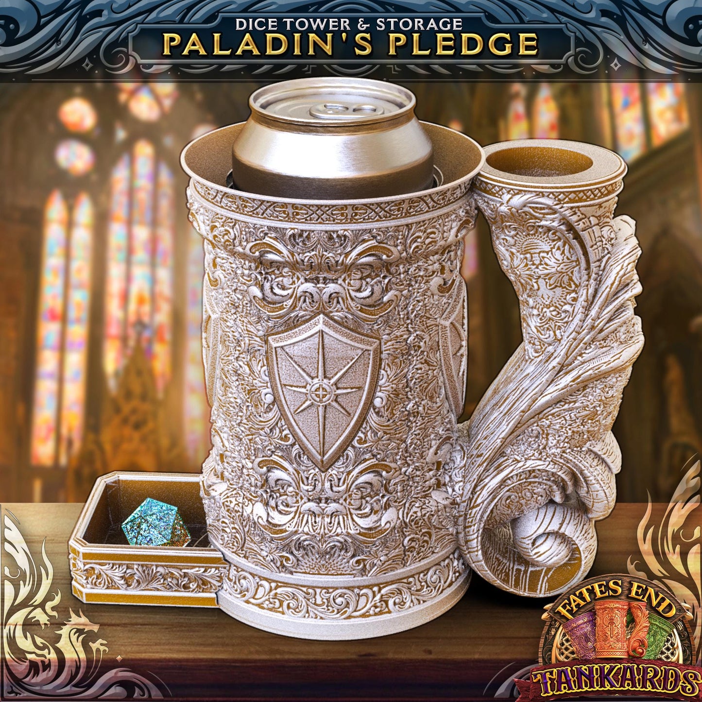 Paladin Tankard Dice Tower | Dungeons and Dragons | DnD | D&D | RPG Game | Pathfinder | Barbarian Tankard and Dice Tower Combo Any color