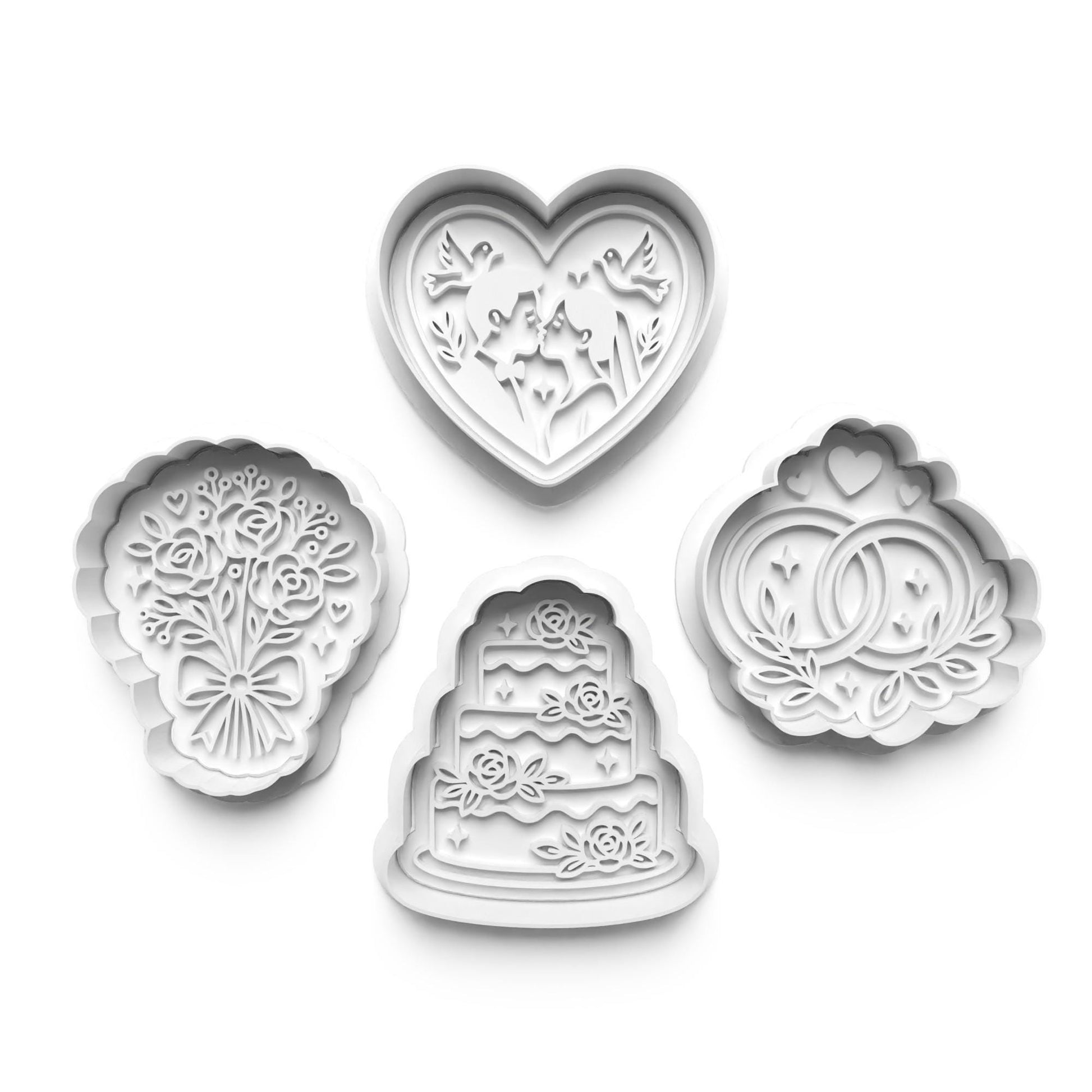 Wedding Cookie Cutter Set – 3D Printed – Set of 4