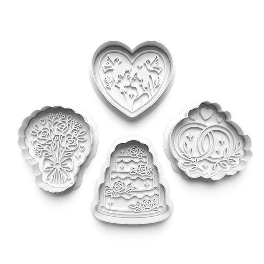 Wedding Cookie Cutter Set – 3D Printed – Set of 4