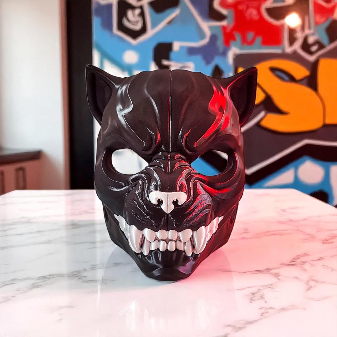 Panther Mask, with Teeth - Unique Japanese Art, japanese mask