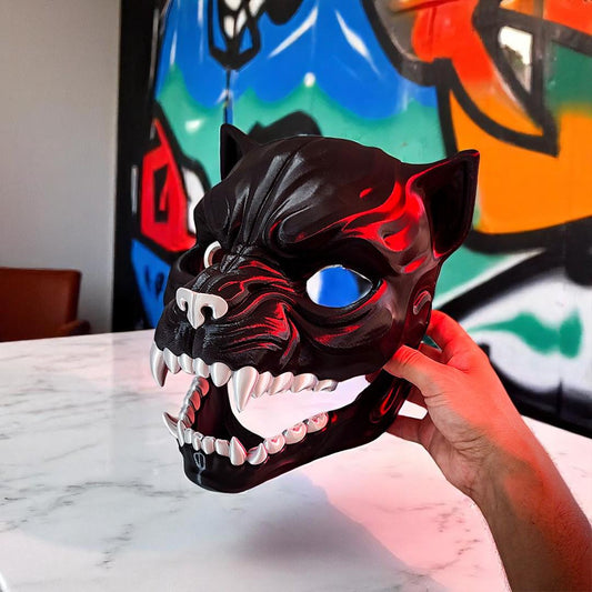 Panther Mask, with Teeth - Unique Japanese Art, japanese mask