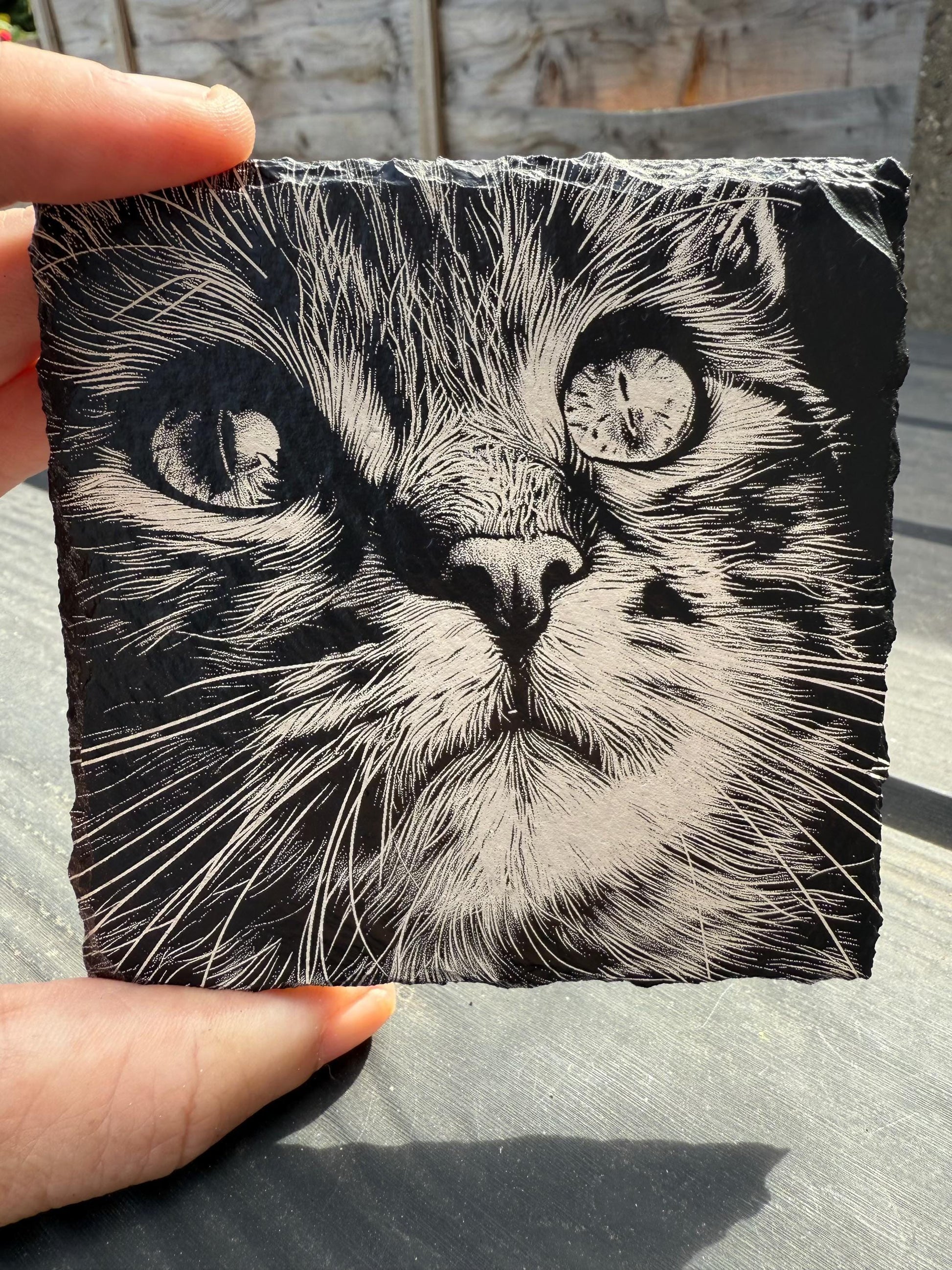 New Engraved "Cat" Welsh Slate Drinks Coaster - Functional and personal for all cat lovers as a gift or a treat!