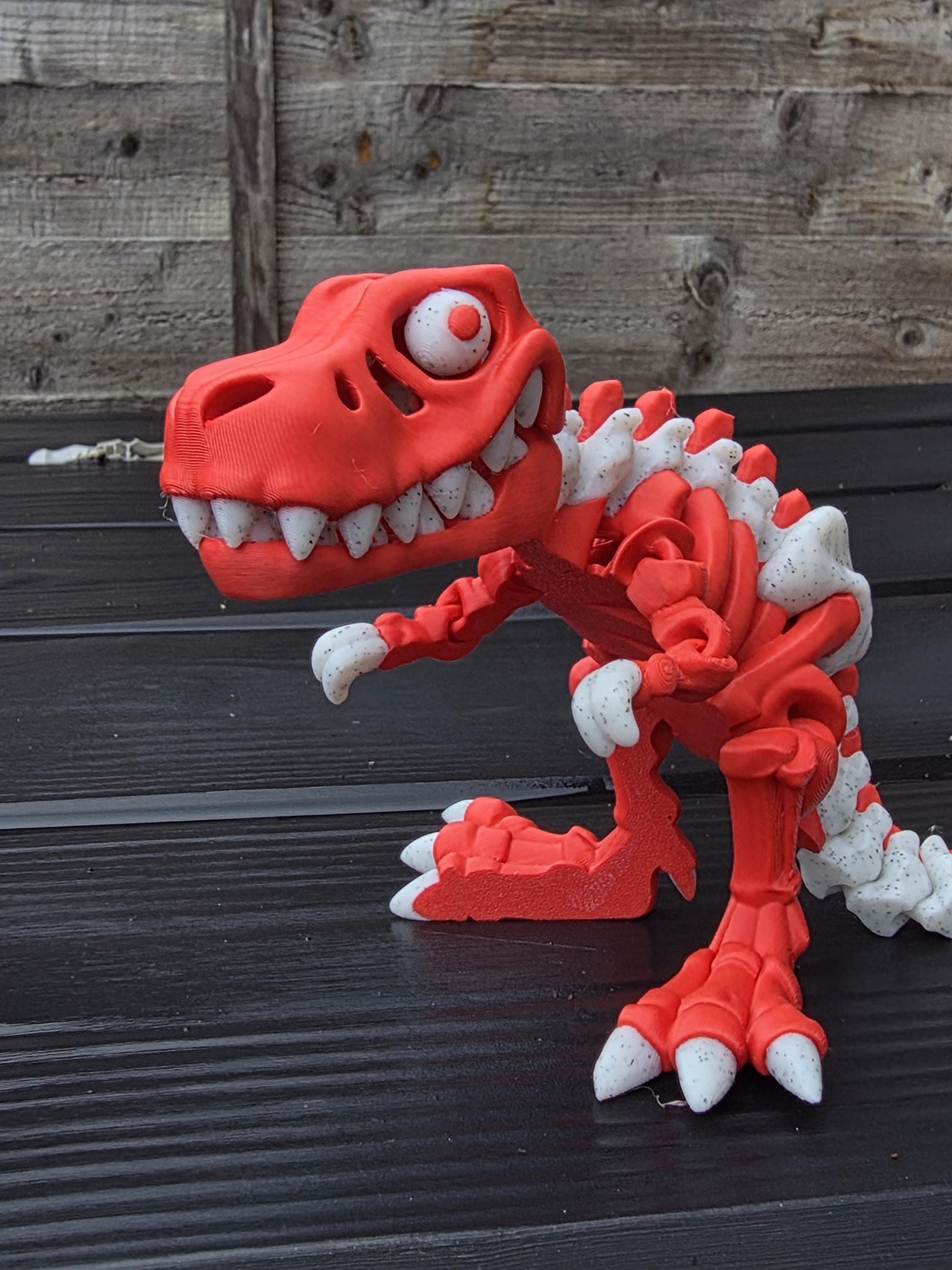 3D Printed Flexi T-Rex Dinosaur – Customizable in 2 Colors – 151mm Adhd