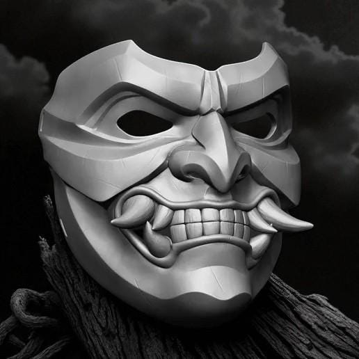 Wearable 3D Printed Menpo Samurai Mask – Japanese Warrior Cosplay, LARP & Costume Prop