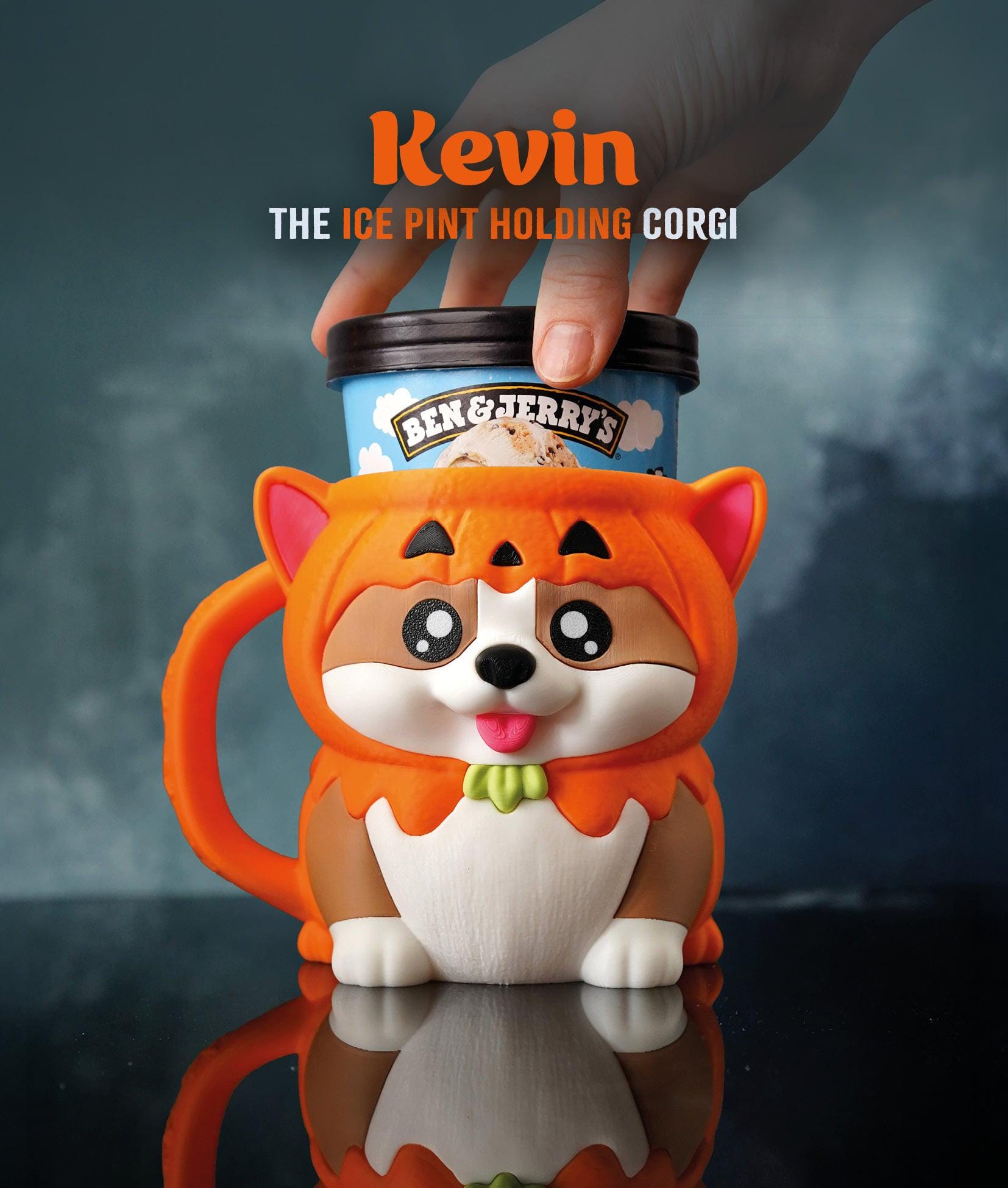 Kevin the Corgi Ice Cream Pint Holder | Eco Friendly 3D Printed Pint Cozy Cute Gift for Ice Cream Lovers
