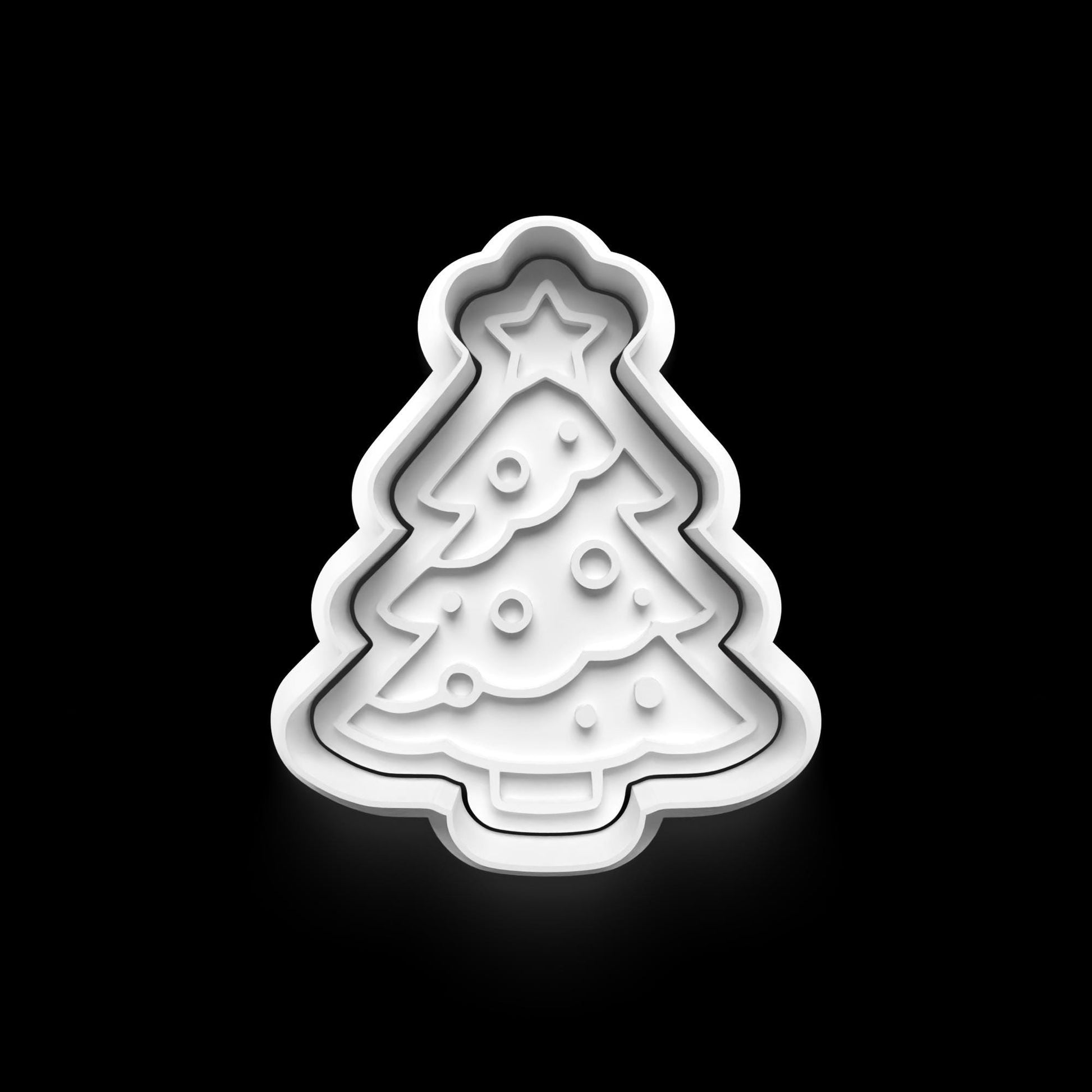 3D Printed Christmas Tree with Ornaments Cookie Cutter Set of 4 – Holiday Baking, Festive Cookies, Christmas Gift