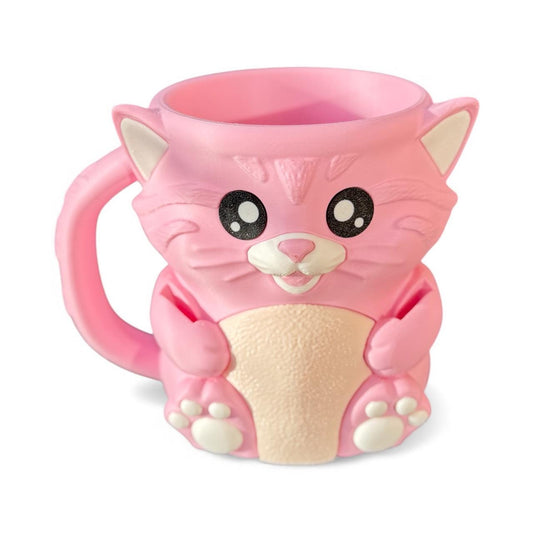 Cuddies Pink the Cat Ice Cream Pint Holder | Eco Friendly 3D Printed Pint Cozy with Spoon Slots | Cute Cat Gift for Ice Cream Lovers