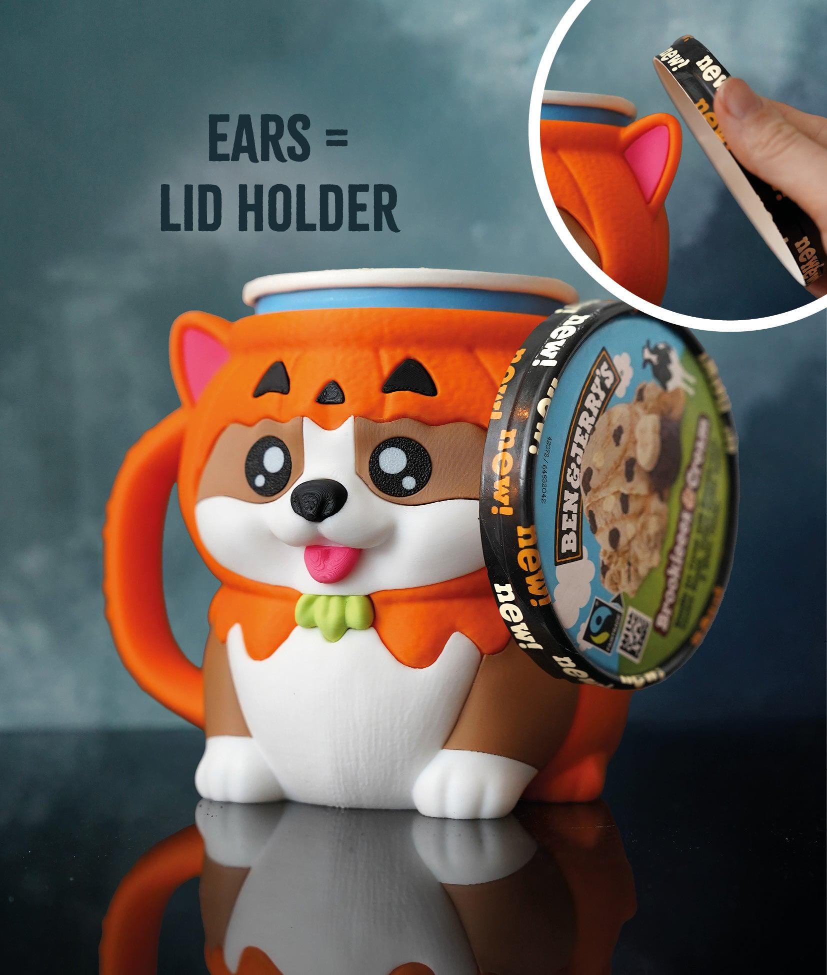 Kevin the Corgi Ice Cream Pint Holder | Eco Friendly 3D Printed Pint Cozy Cute Gift for Ice Cream Lovers