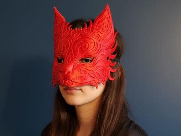 Wearable 3D Printed Cat Mask – Custom Colors Available