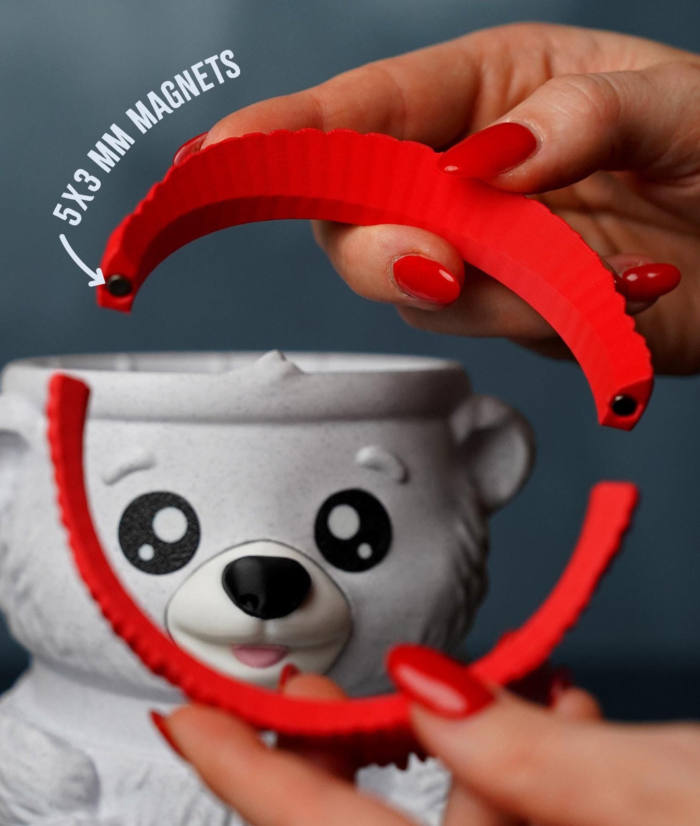 Pawblo , the Polar Bear Ice Cream Pint Holder | Eco Friendly 3D Printed Pint Cozy with Spoon Slots | Cute Cat Gift for Ice Cream Lovers