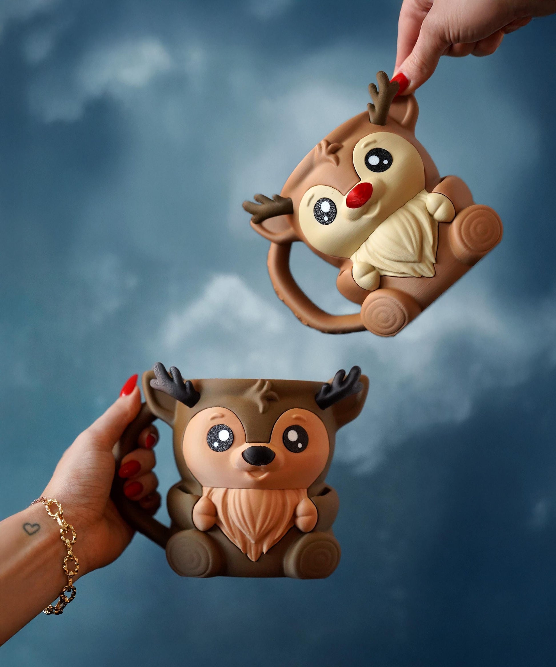 Rudy , the Ice pint Holding Reindeer Eco Friendly 3D Printed Pint Cozy with Spoon Slots | Cute Gift for Ice Cream Lovers