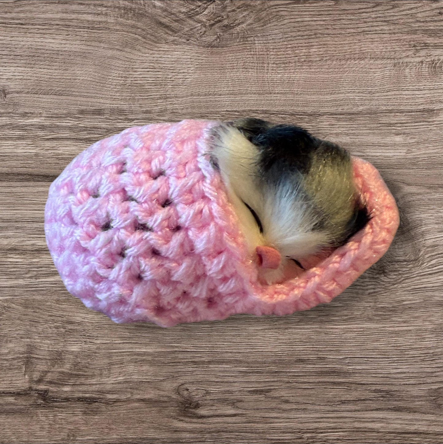 Handmade Cute Sleeping Kitten in Crochet Slipper With KeepSake Card Emotional Support Wellbeing Gift Sweet Decorative Keepsake