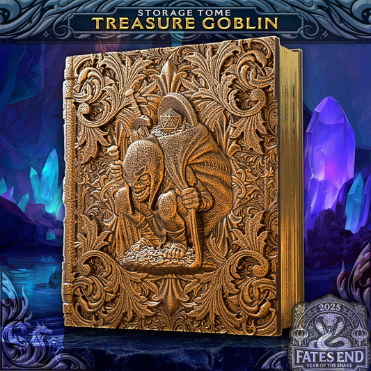 Treasure Goblin Tome Book Dice Vault and Rolling Tray | Magnetic Case | Dungeons and Dragons | DnD | D&D RPG Game | Dice Container