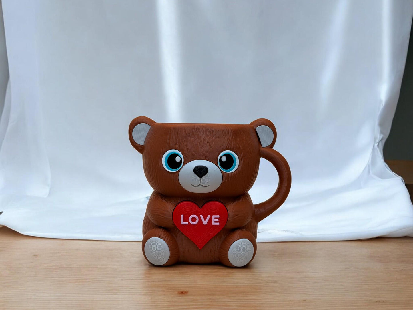 Pawblo , the Bear valentine Ice Cream Pint Holder | Eco Friendly 3D Printed Pint Cozy with Spoon Slots | Cute Cat Gift for Ice Cream Lovers
